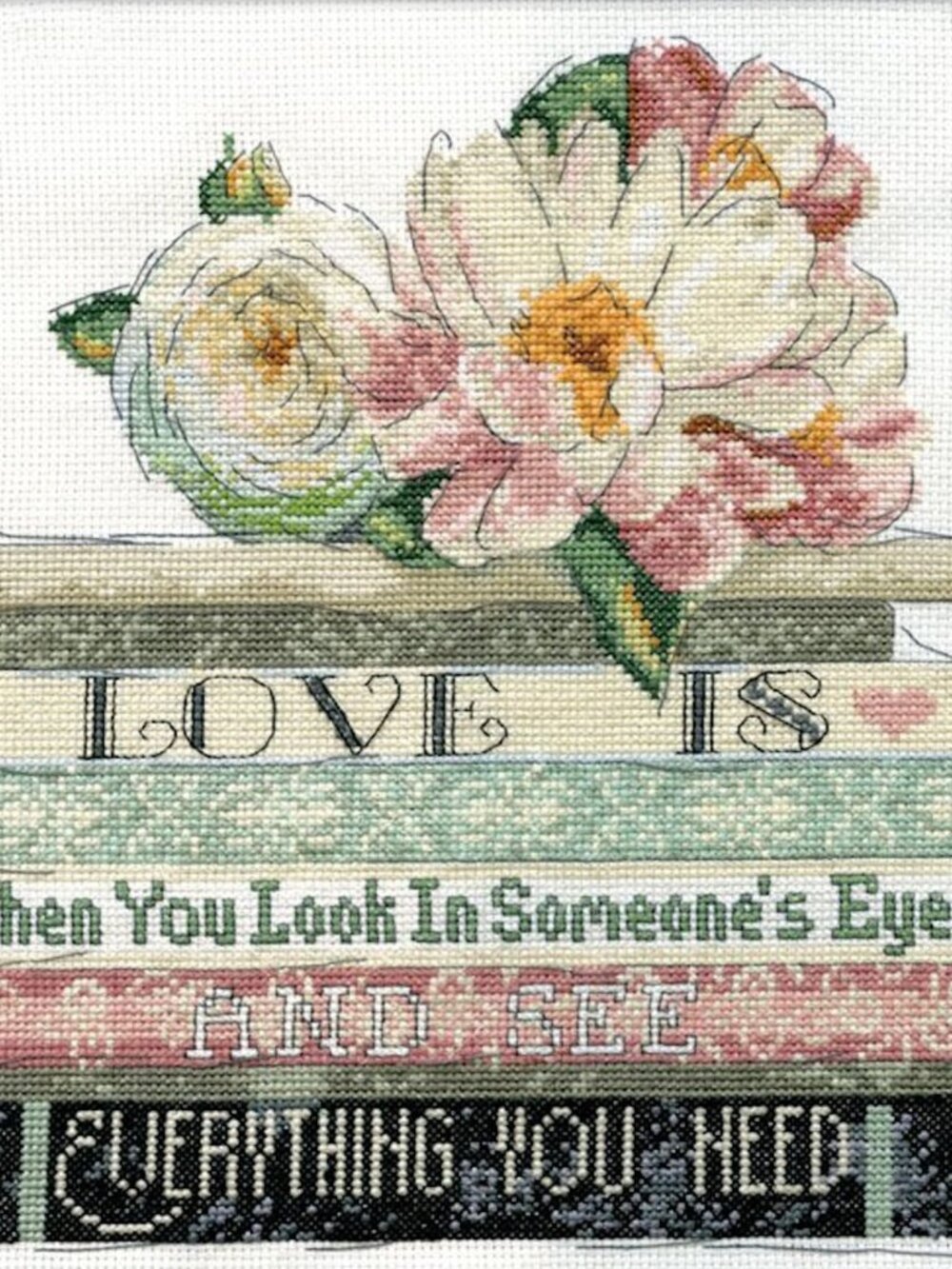 Counted Cross Stitch Kit 10”X10” ‘ Love Is’ Books, Flowers Craft,#997-2317